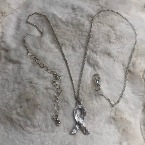 Adjustable Silver Necklace with Breast Cancer Hope Ribbon Pink Charm - Picture 5 of 5